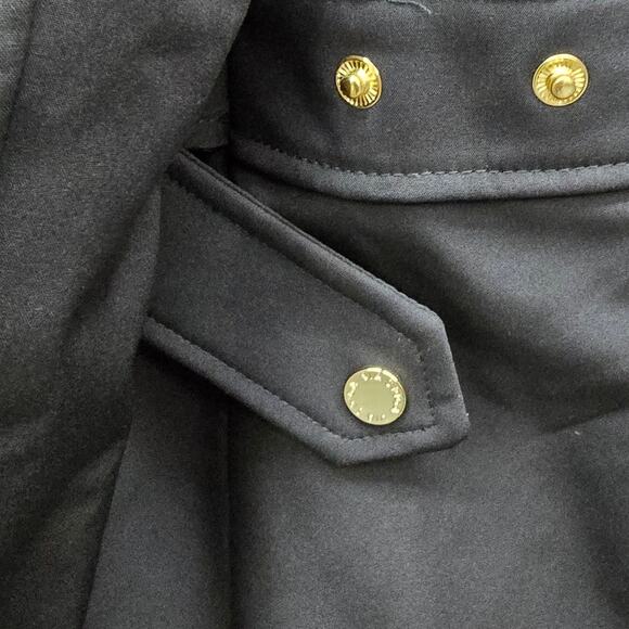 NWOT Via Spiga Hooded Trench Coat Raincoat Black Animal Print Faux Fur Lining M - Picture 6 of 16